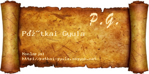 Pátkai Gyula névjegykártya
