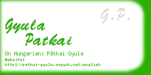 gyula patkai business card